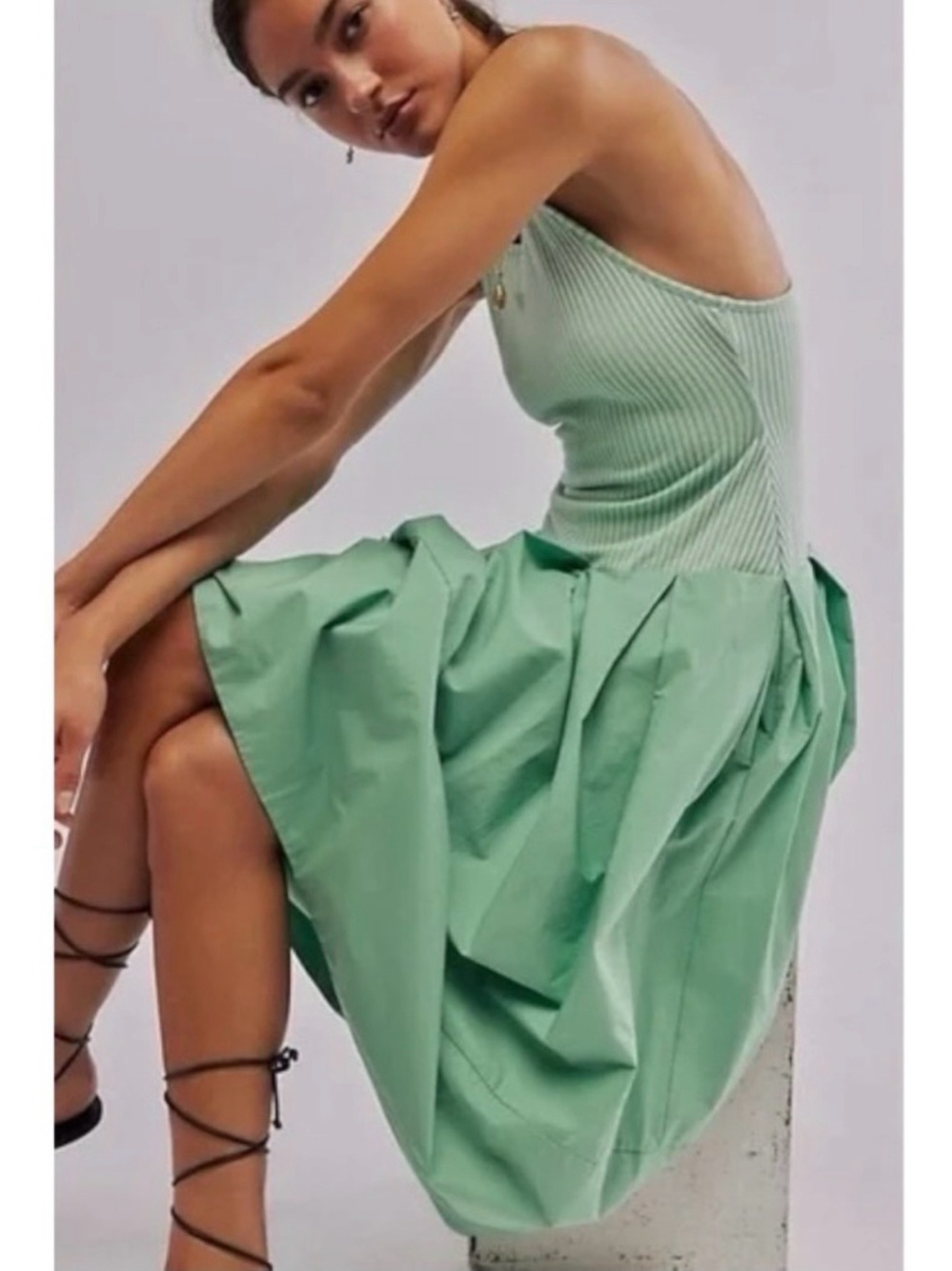 Free People Drops Of Venus Midi Dress in Size XL Preppy Sundress Spring